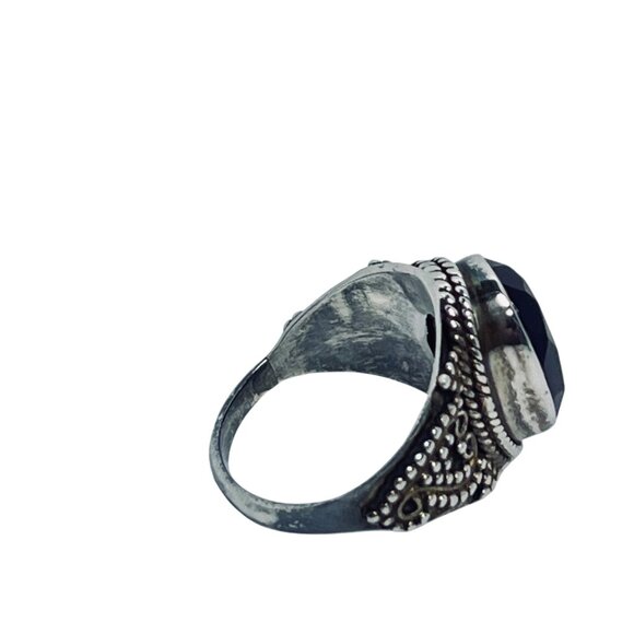 Vintage Sterling Silver Oval Pink Glass Ring Sz 6 1/2 (R137) - Picture 7 of 8